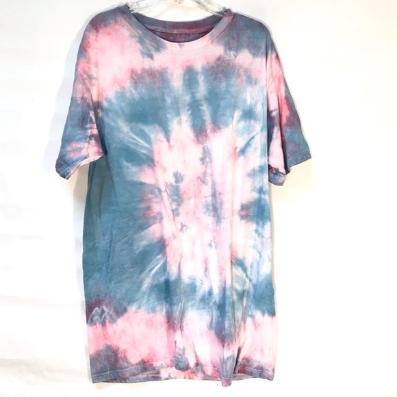 Stafford Tops - HANDMADE Custom T Shirt Pink Blue Cotton Tie Dye